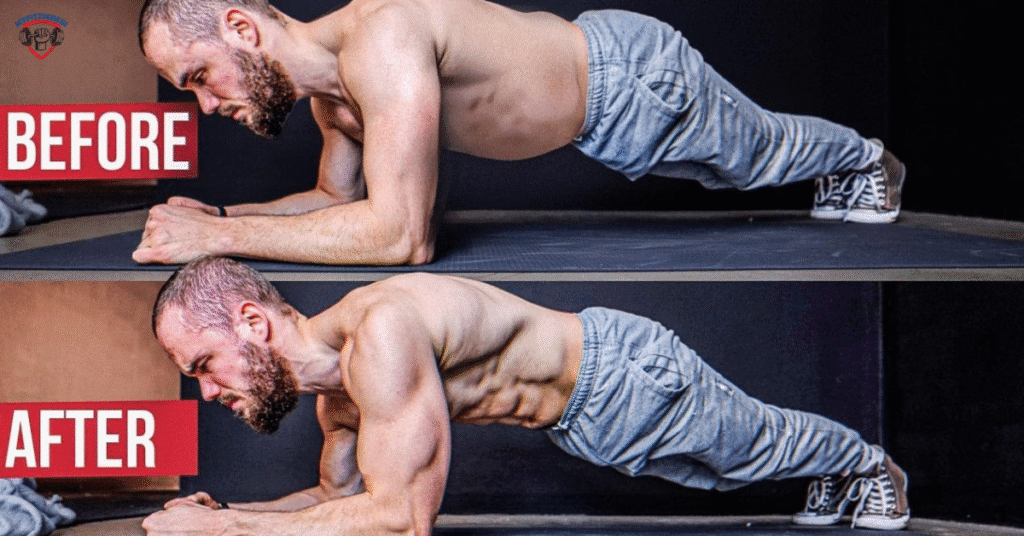Person holding plank position during core workout to strengthen abs and improve balance