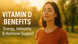 A person standing in soft warm sunlight with a glowing orange outline — looks realistic, fresh, healthy